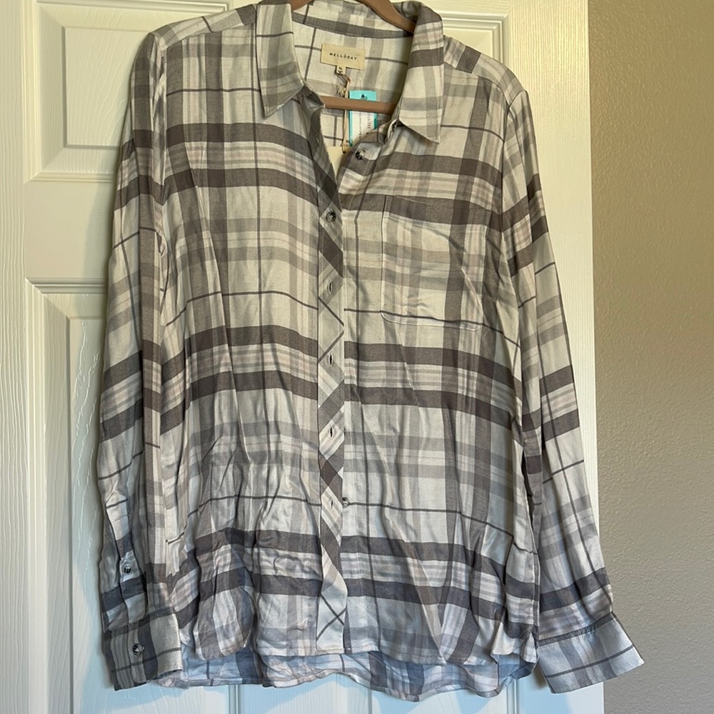 Amarah Súper Soft Button Down Shirt Grey XL